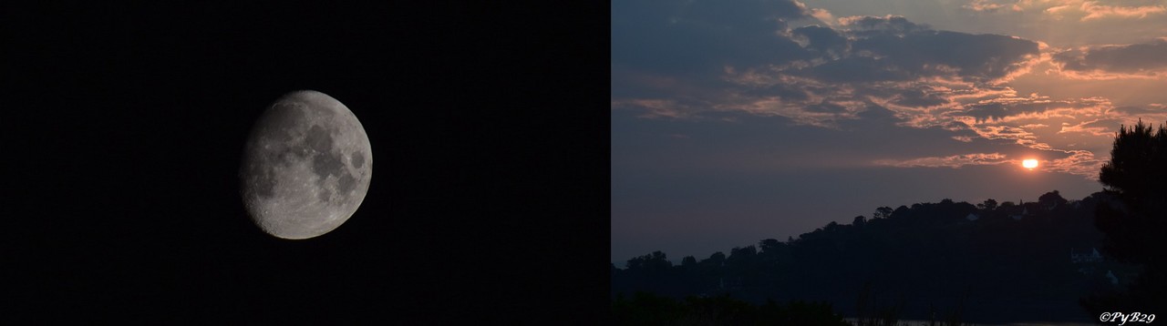 Lune � 04h15 et lrver du soleil � 07h26. Photos pyb29