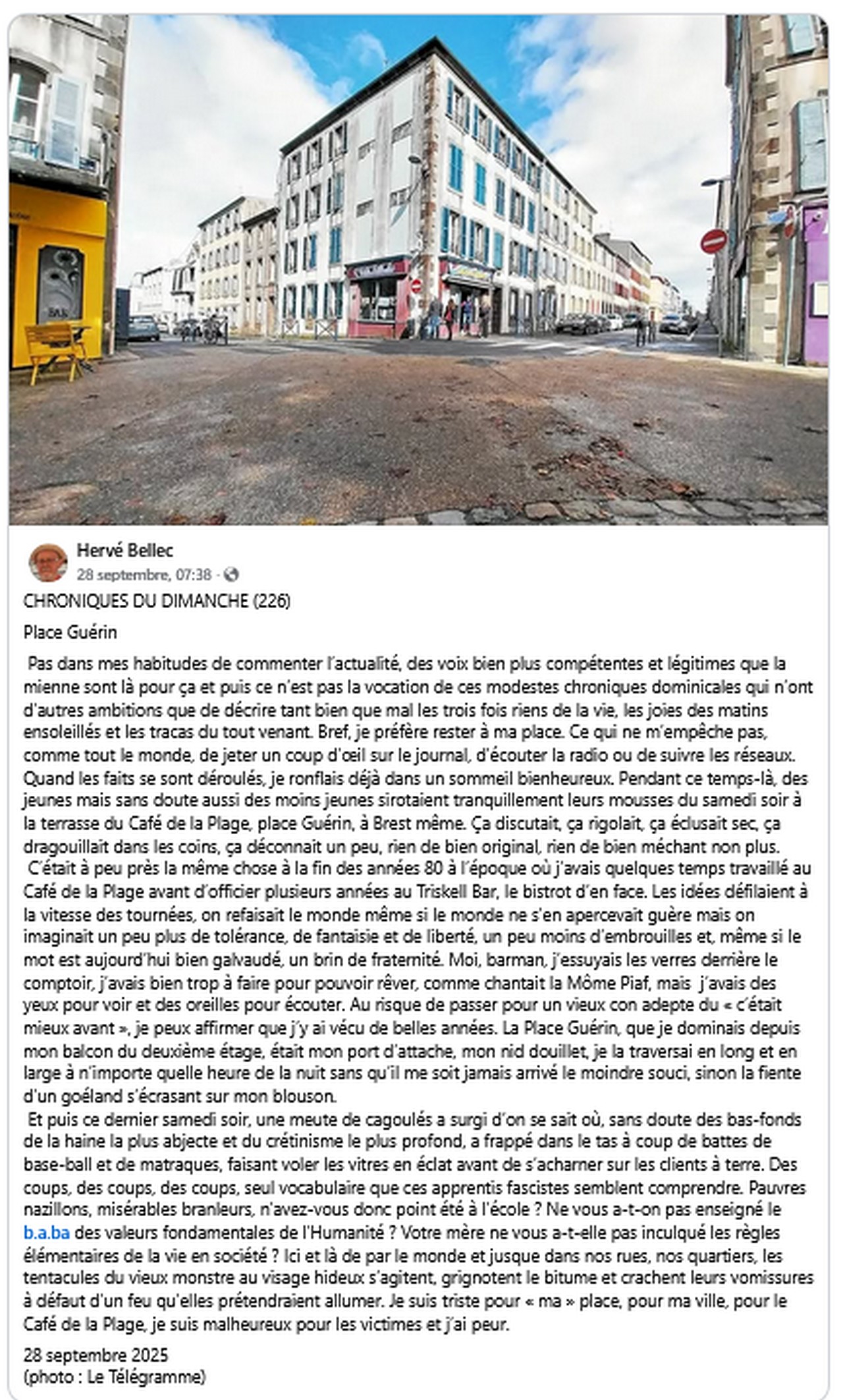 Capture d'cran : Chroniques du dimanche Herve Bellec Place Guerin